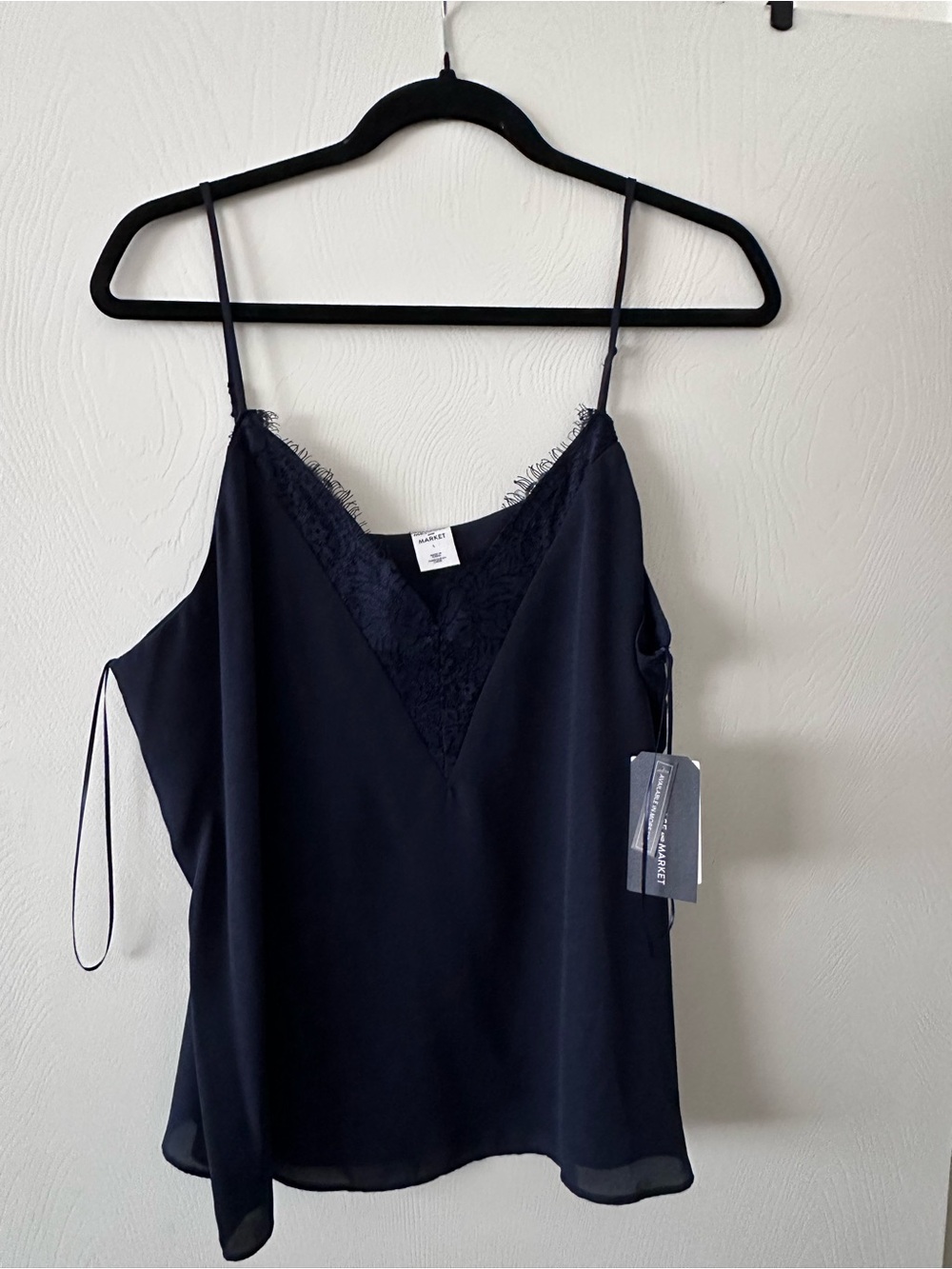 NWT Melrose and Market Navy Blue Lace-Trim Camisole Size Large